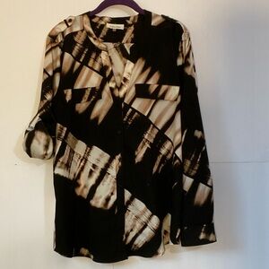 Calvin Klein Black and Cream Blouse
